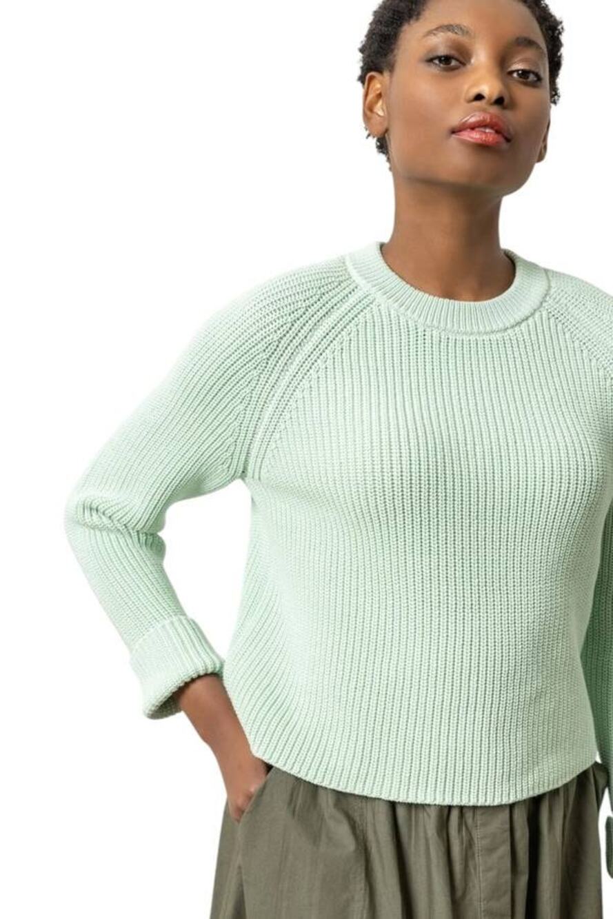 Lilla P Zip Back Raglan Sleeve Cropped Sweater Pistachio M NEW Quietluxury Chic